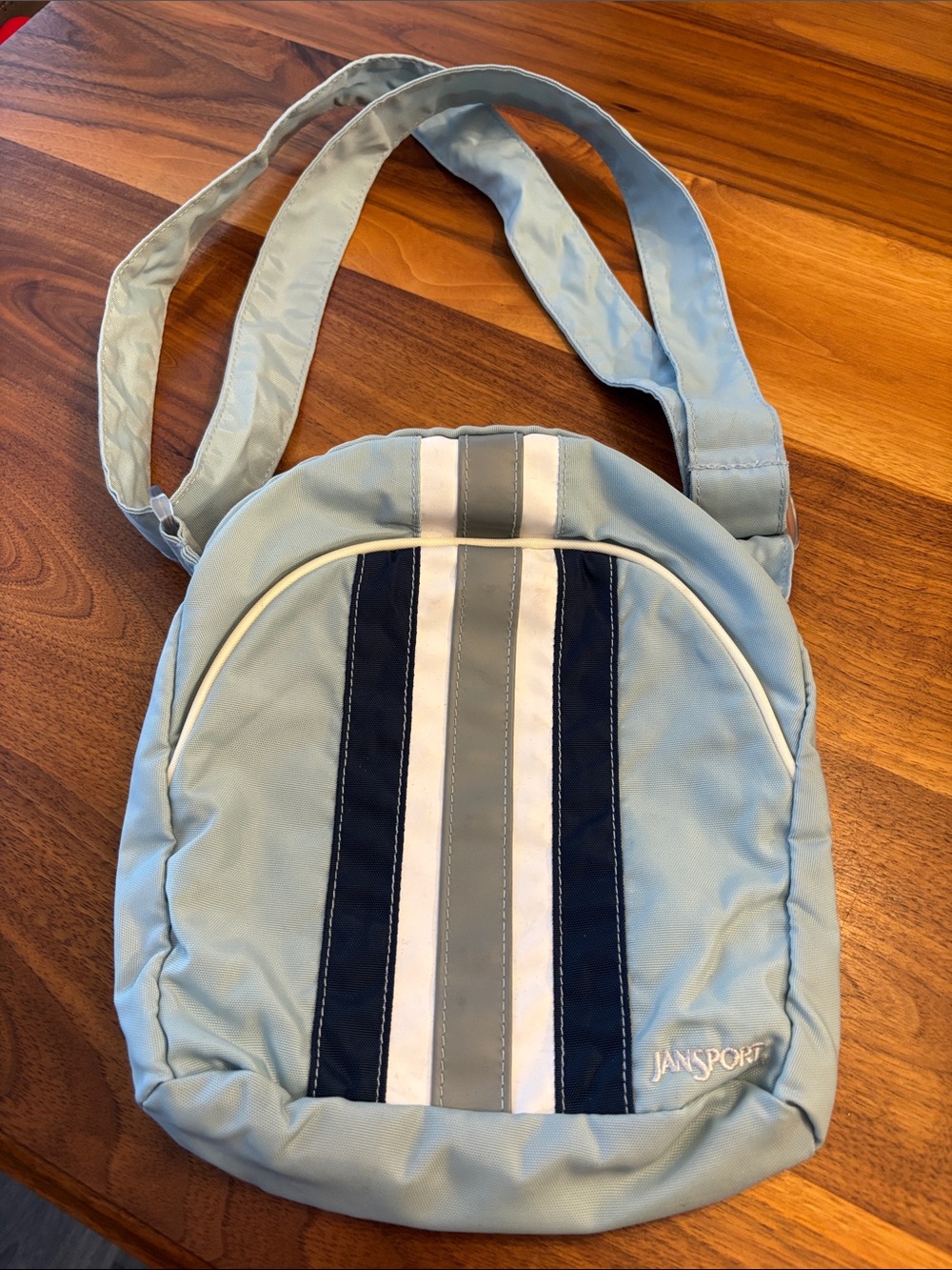 Jansport Blue White Striped Crossbody Lightweight Bag Purse